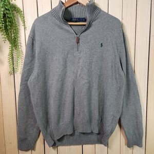 Polo Ralph Lauren Sweater Gray Quarter Zip, Size XL Cotton